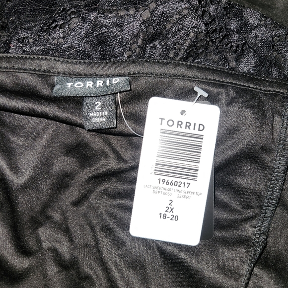 Torrid Black Lace Square Neck Long Sleeve Elegant Top Size 2X - Picture 9 of 9